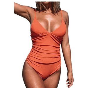 CUPSHE Women's One Piece Swimsuit Tummy Control V Neck Bathing Suits